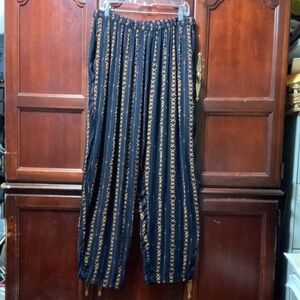 Kaktus Plus vintage plus size 3X rayon black gold gauze pants